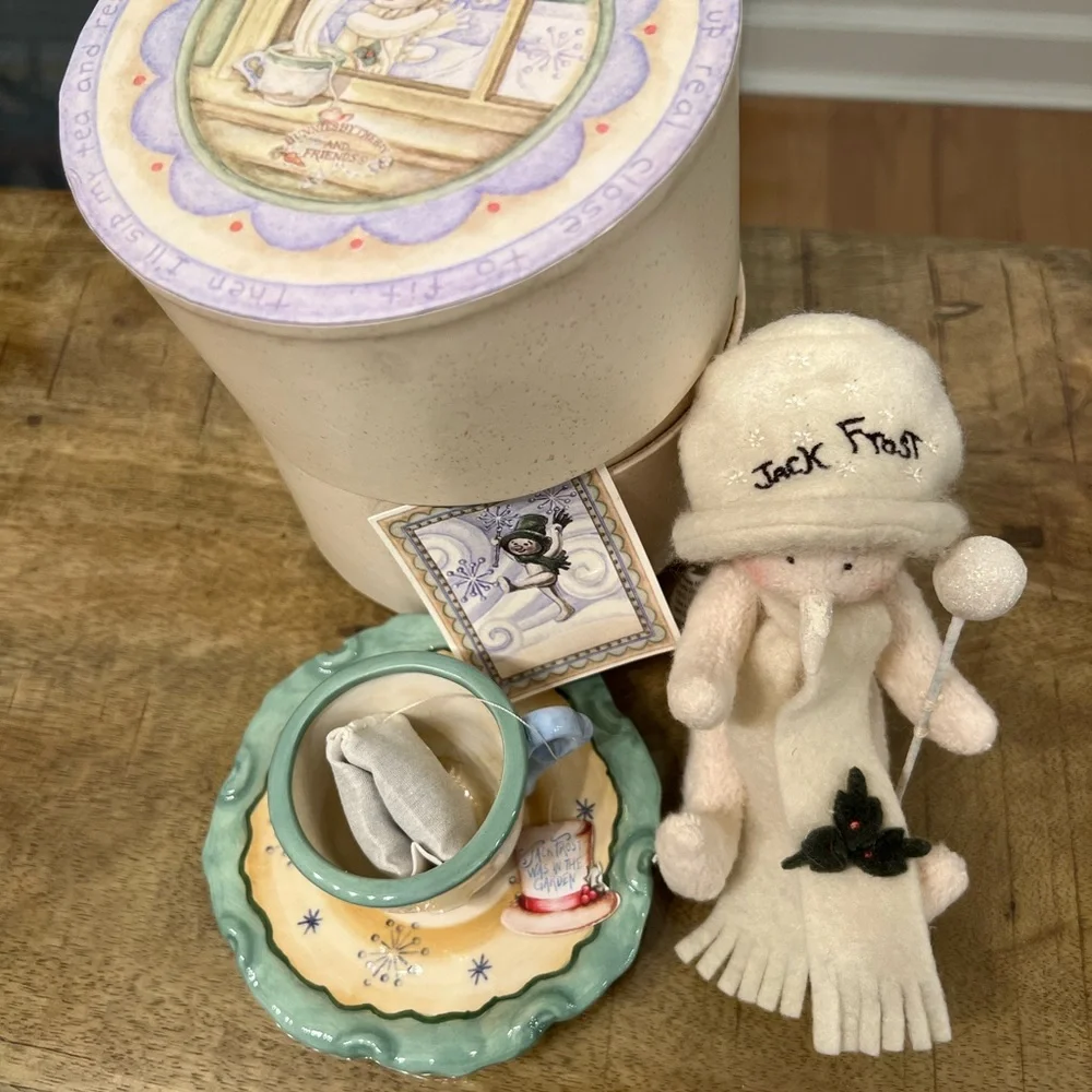 Jack frost Figurine with Teacup and Saucer in box